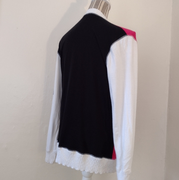 Pete Collection Pink Colorblock Full Zip Jersey Knit Bomber Jacket Size L - Picture 12 of 14